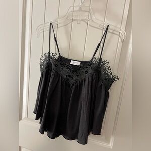 NWOT Bluivy Women's Gray Lace Trim Top size S